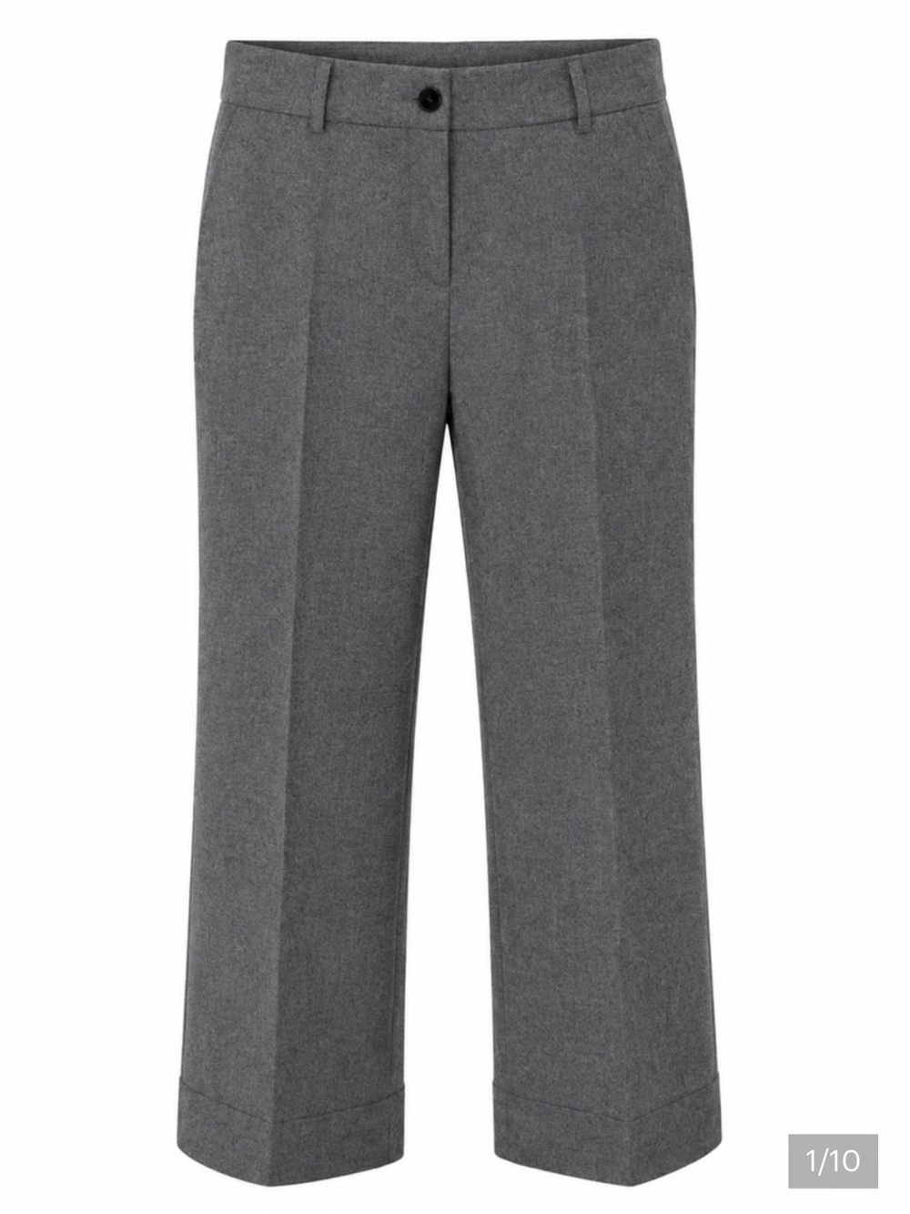LOFT Gray Wide-Leg Cropped Dress Pants